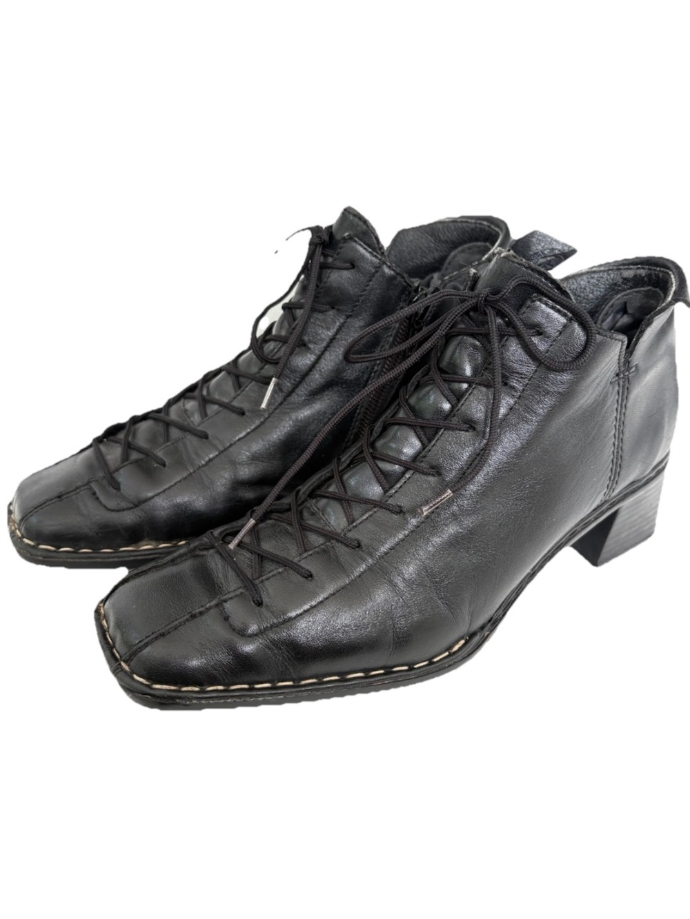 Rieker Black Lace-Up Ankle Boots